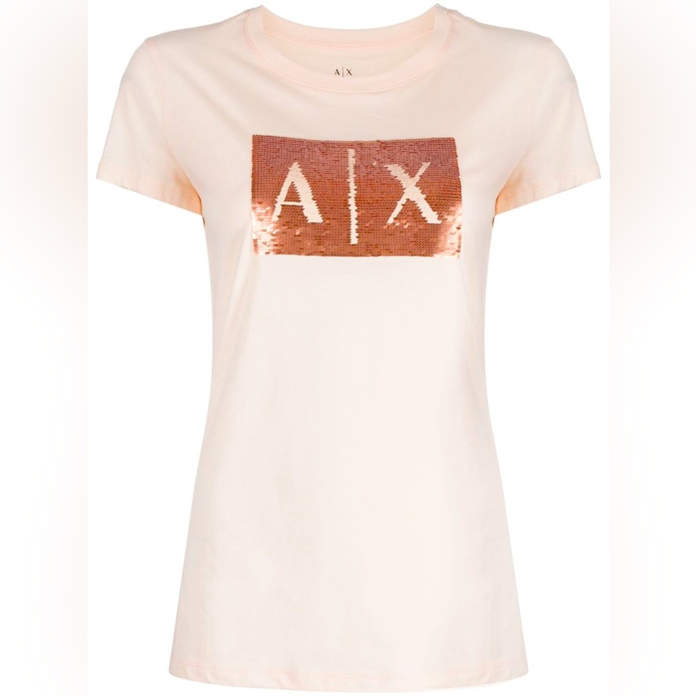 Armani Exchange Sequin T-Shirt Rose Gold